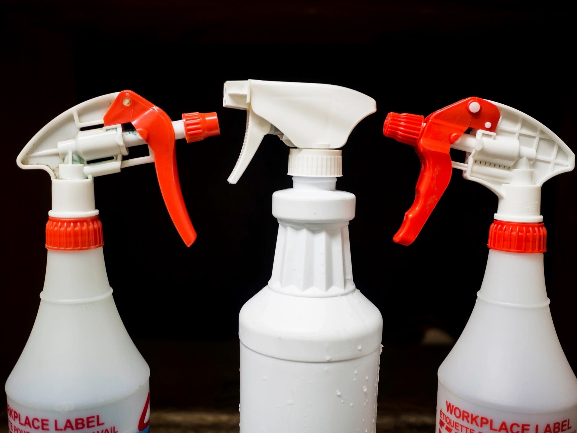 Cleaning spray bottles and supplies
